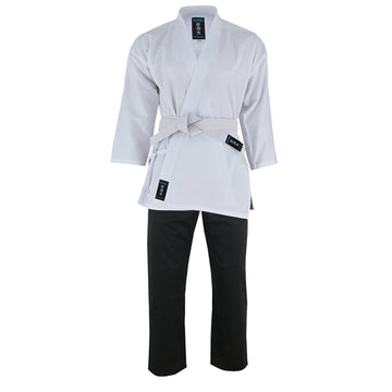 Karate Uniform Mixed Childrens: White / Black Trousers - SALE