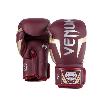 Venum Elite Boxing Gloves - Burgundy/Gold