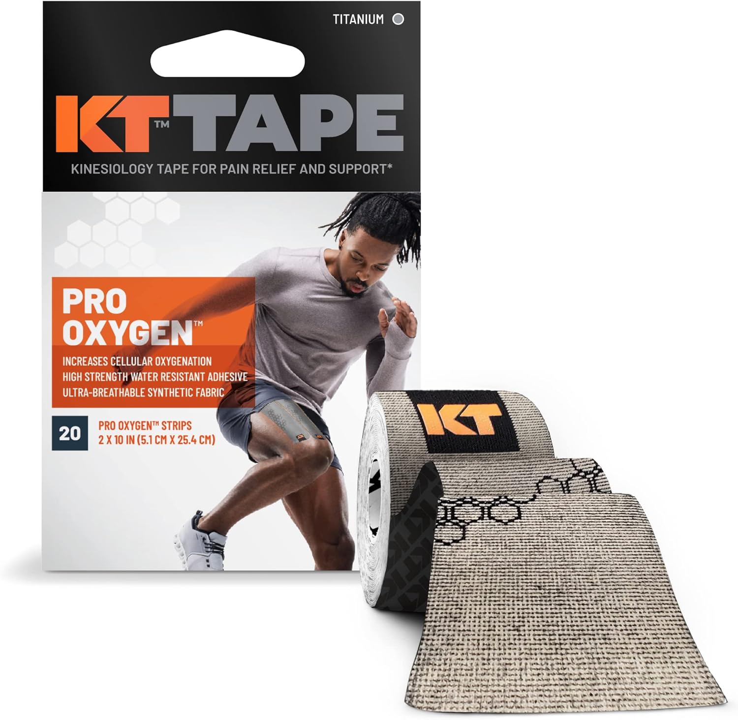 O2 Clean Tape KT Tape Pro Oxygen Titanium 20 Strips