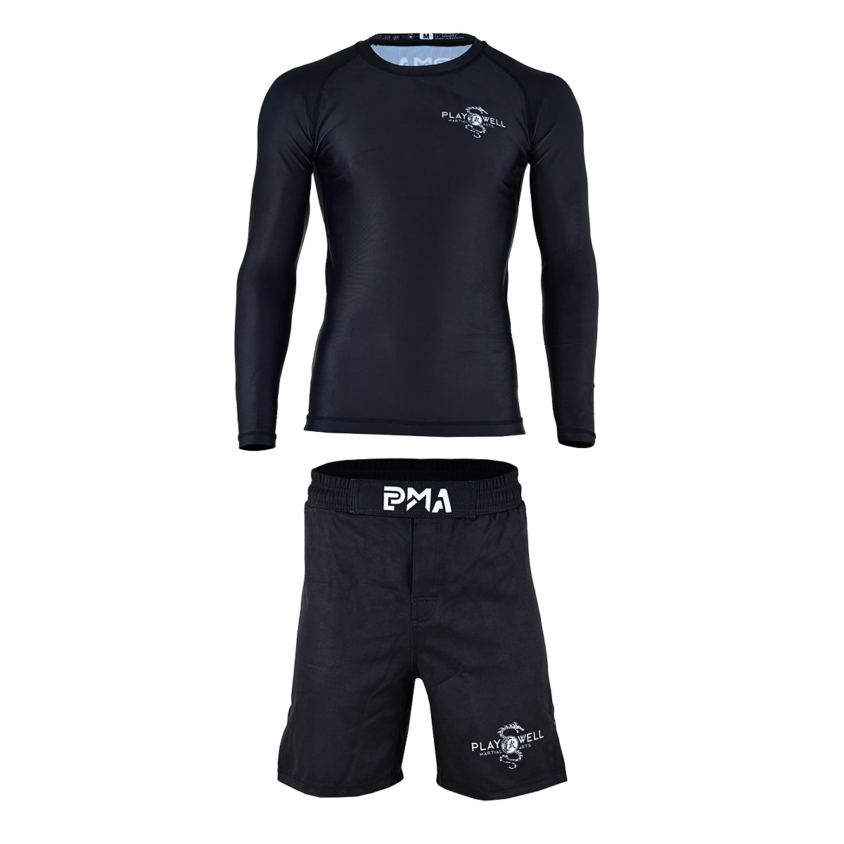 Playwell MMA No Gi Training Shorts & Long Sleeve Rash Guard Set