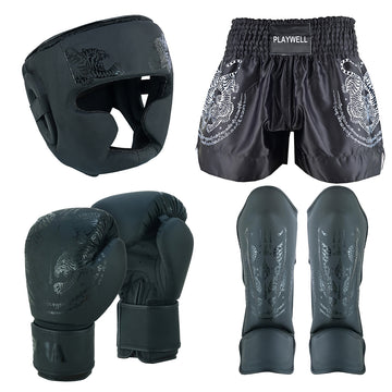 Twin Tigers Full Muay Thai Boxing Sparring Starter Set - Black