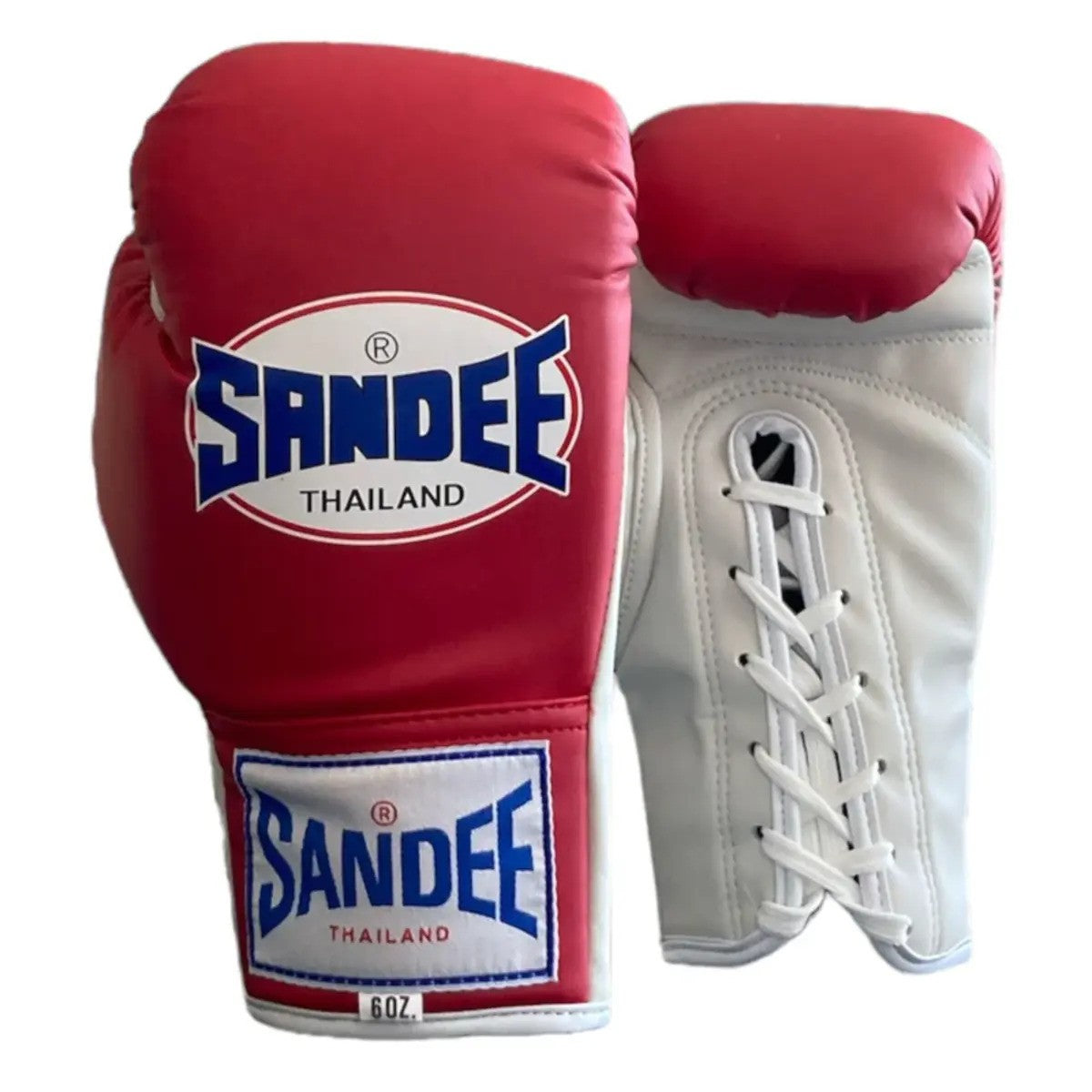 Sandee Authentic Junior Lace Up Pro Fight Boxing Gloves - Red