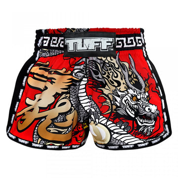 TUFF Retro Red Chinese Dragon Muay Thai Shorts