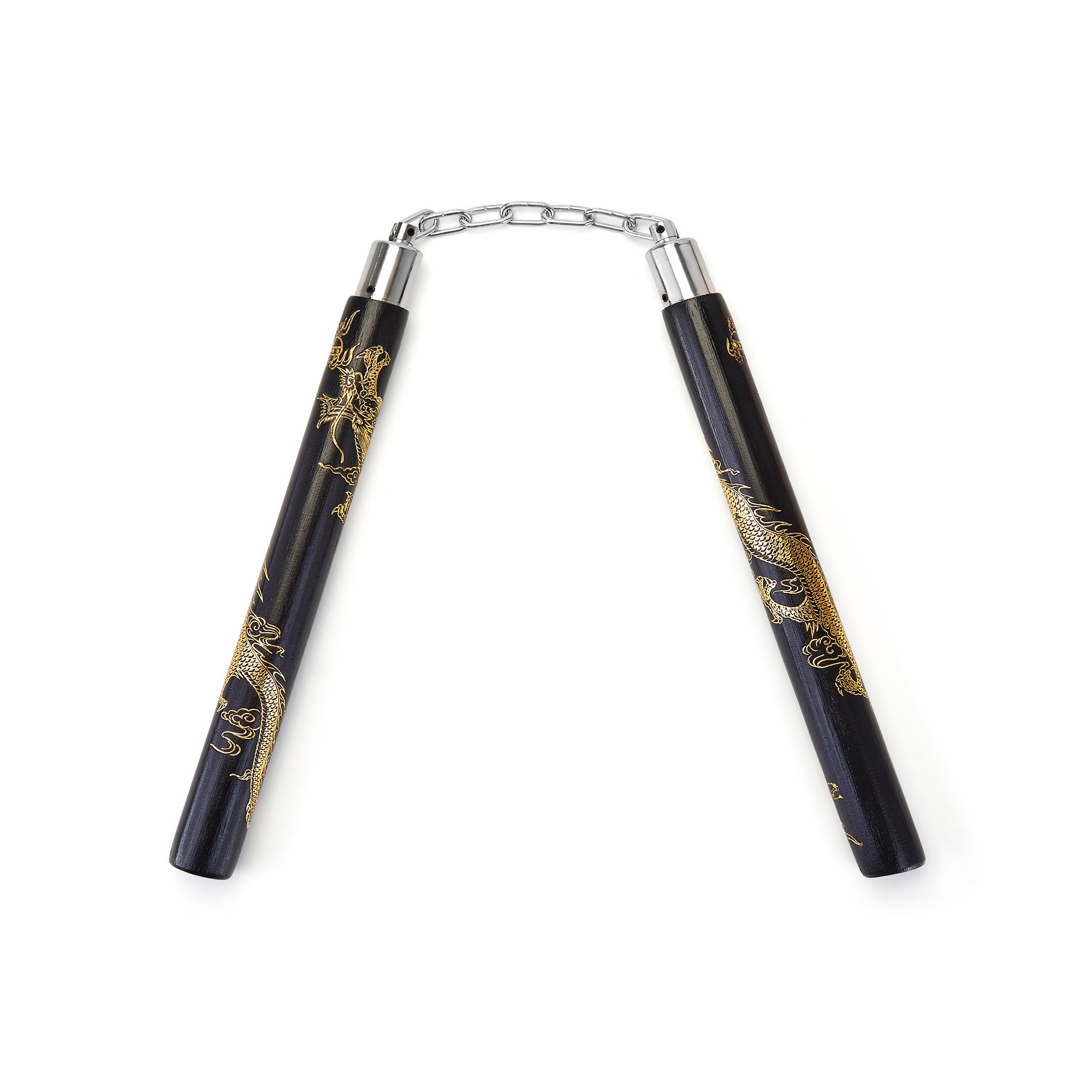 Rattan Wooden Black Dragon Nunchucks Chain  - 12"