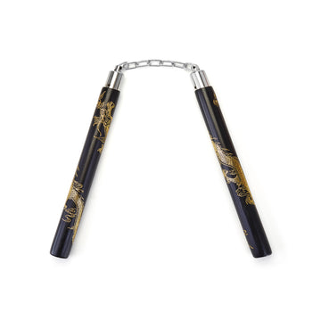 Rattan Wooden Black Dragon Nunchucks Chain  - 12"