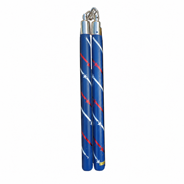 Competition Wooden Speed "Stars" Nunchucks Chain 11" - Blue