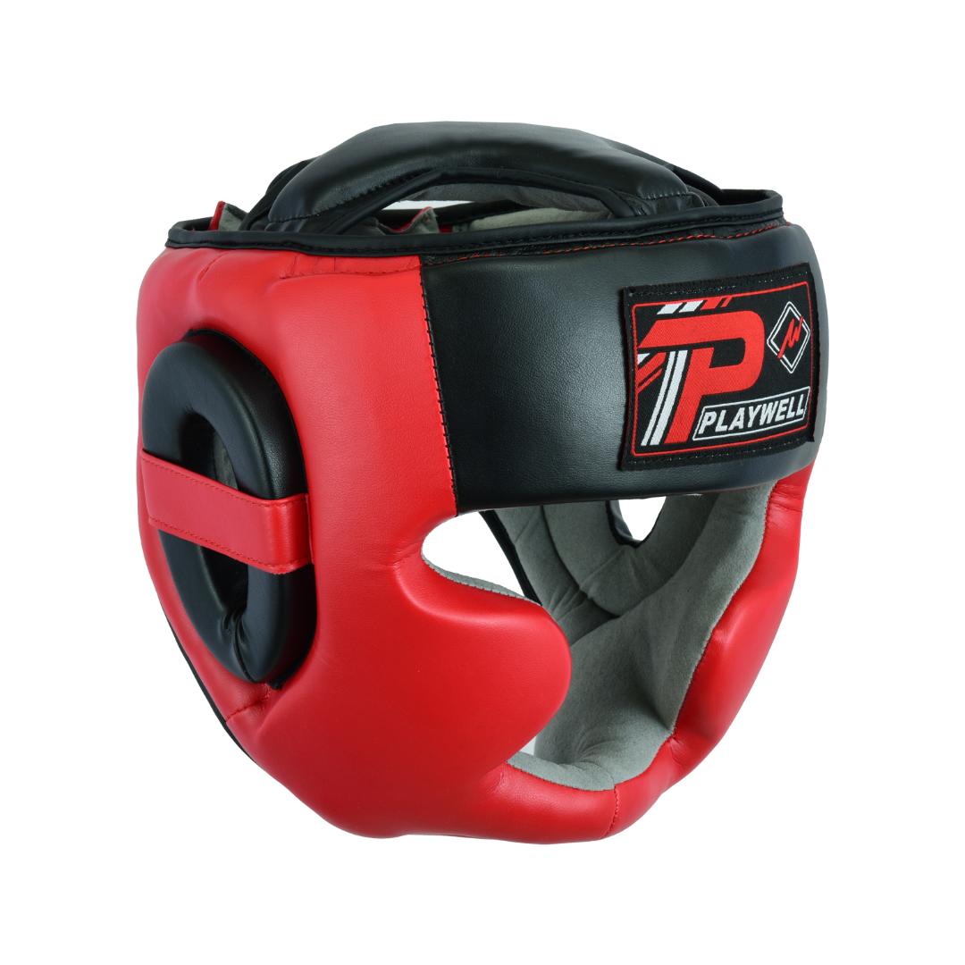 Boxing Full Face Head Guard -  Black/Red