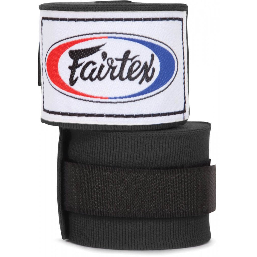 Fairtex Black Traditional Elastic Stretch Hand Wraps  - 4.5M