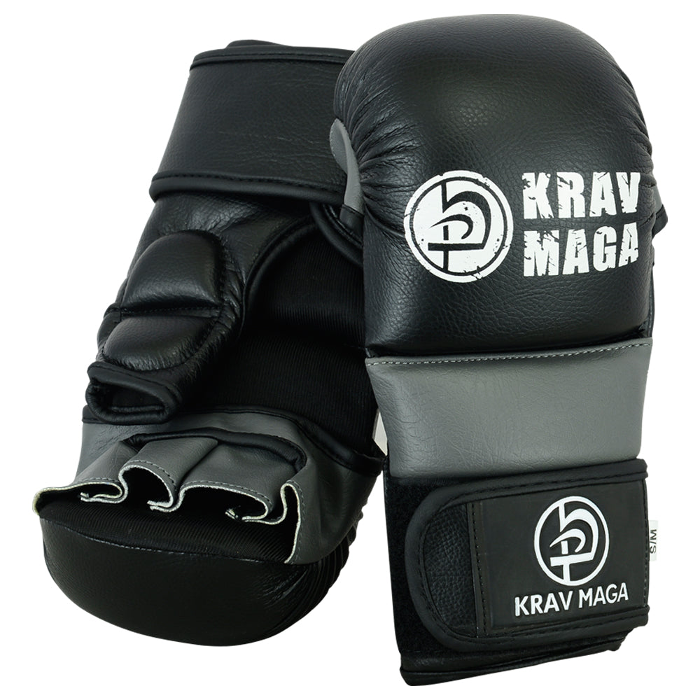 Krav Maga Elite Hybrid MMA Sparring Gloves - 7oz  (Black/Grey )