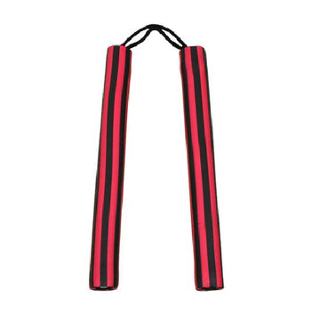 NR-003: Foam Nunchaku with Cord Black/ Red stripes