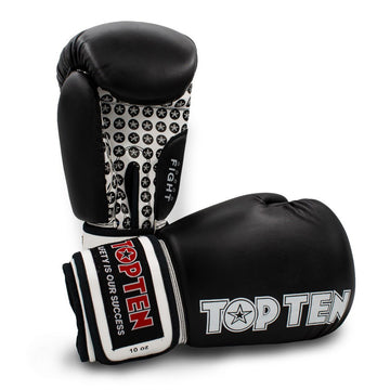 Top Ten Fight Boxing Gloves- Black  ( Wako Approved )