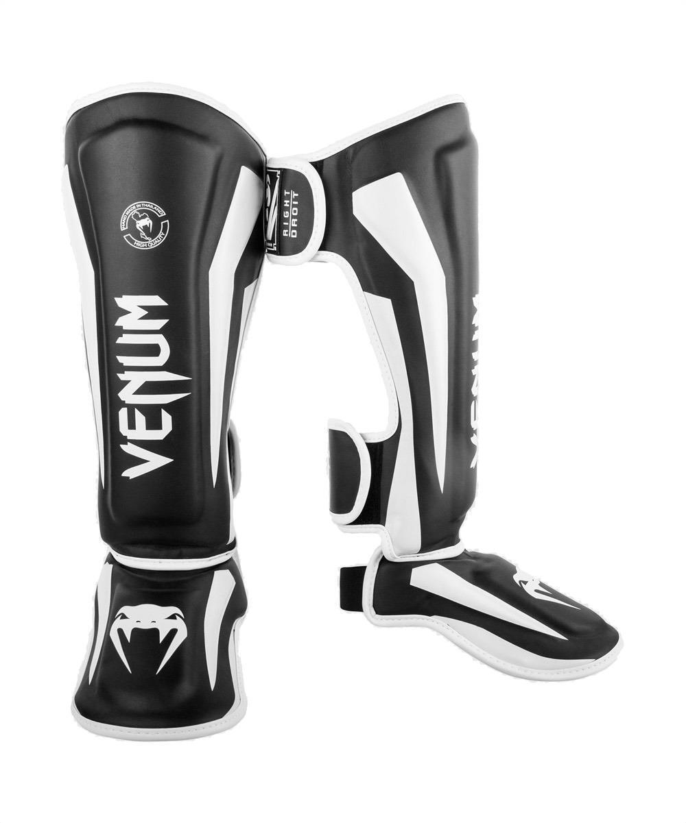 Venum Muay Thai Stand Up Elite Shin Guards - Black/White